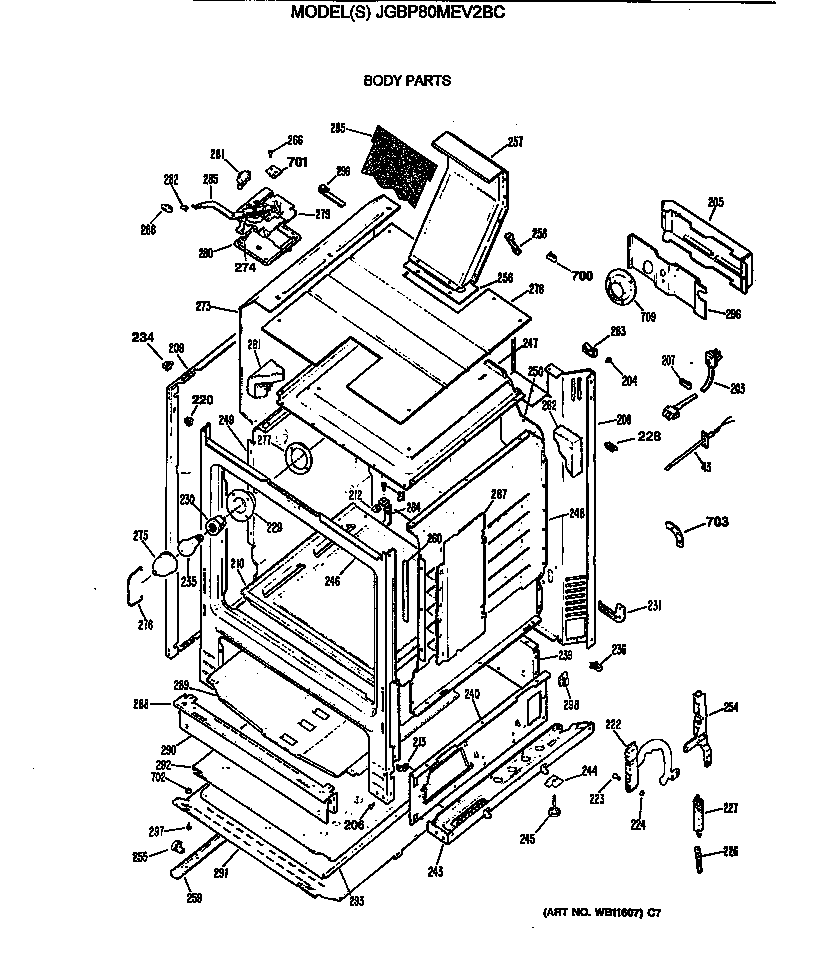 GE JGBP80MEV2BC body parts diagram