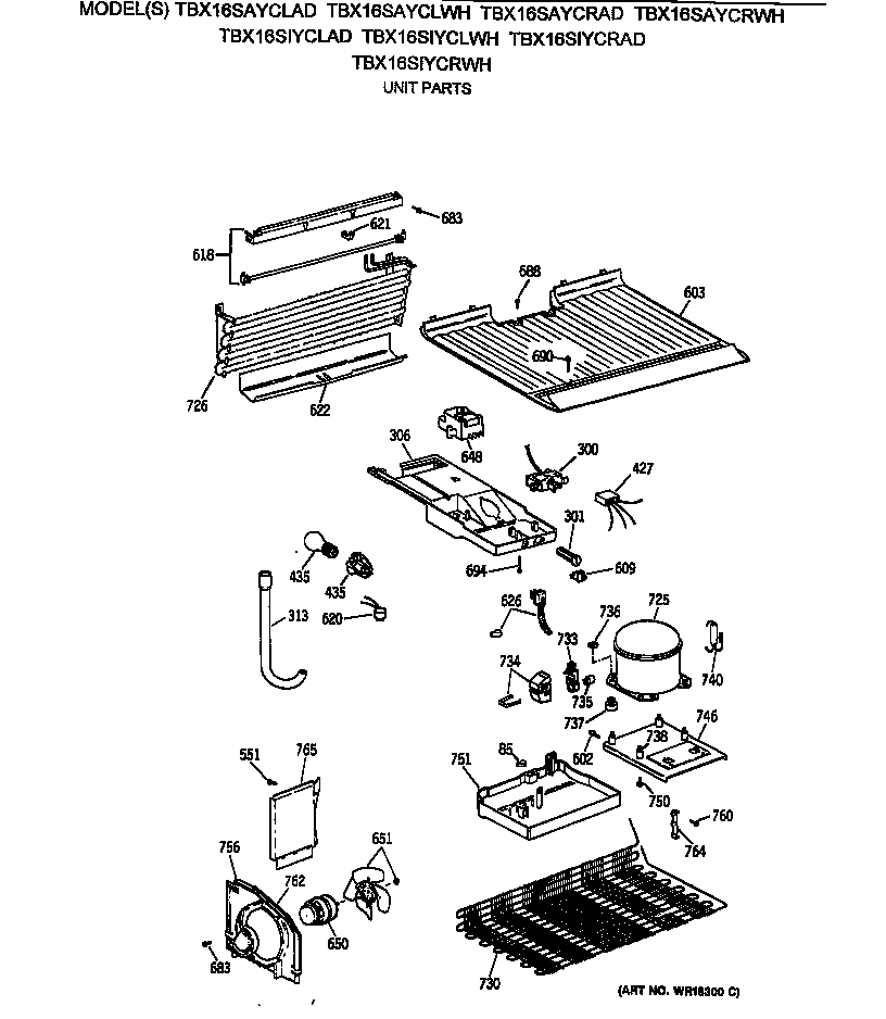 GE TBX16SIYCRAD unit parts diagram