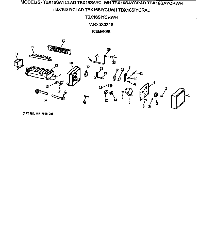 GE TBX16SIYCRAD wr30x0318 diagram