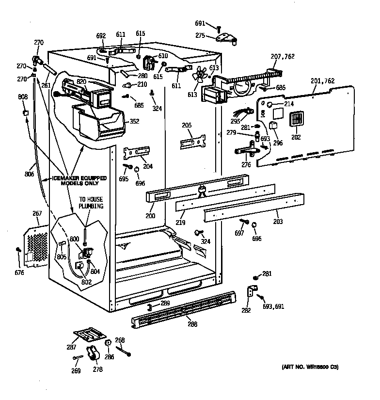 GE TBX18SIBRLAA cabinet parts diagram