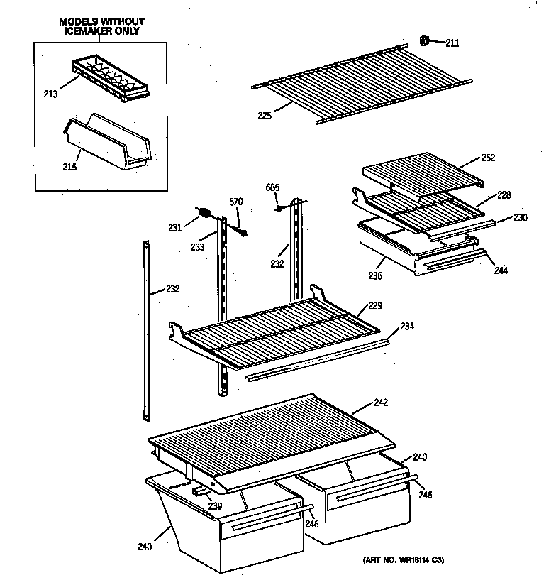 GE TBX18SIBRLAA shelf parts diagram