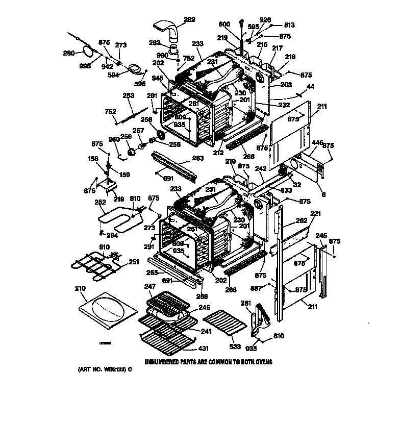 GE JK950WA1WW body parts diagram