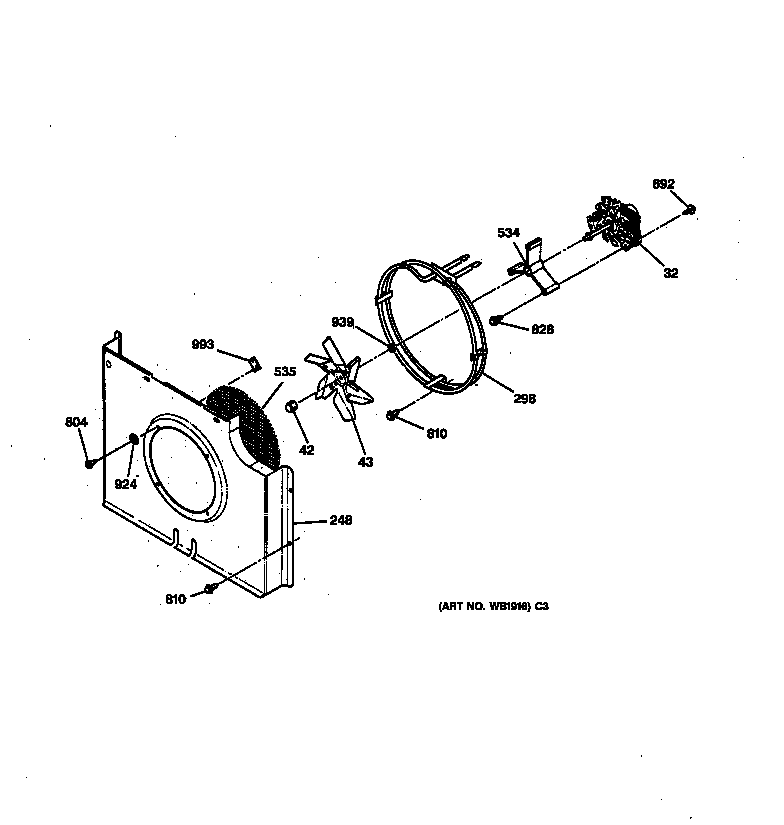GE JKP56WA1WW fan assembly diagram