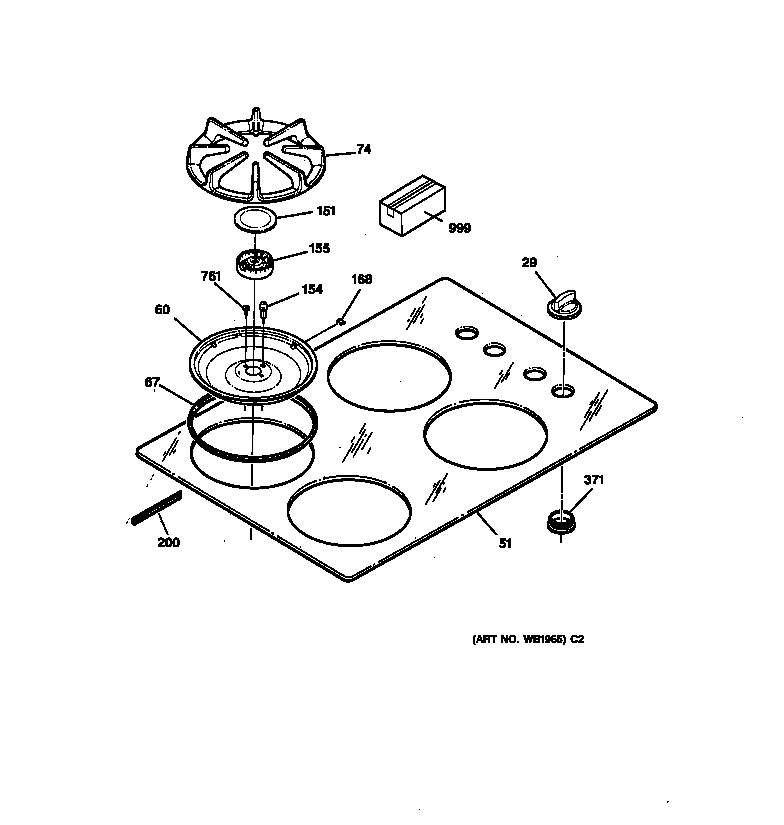GE JGP336WEV4WW cooktop diagram