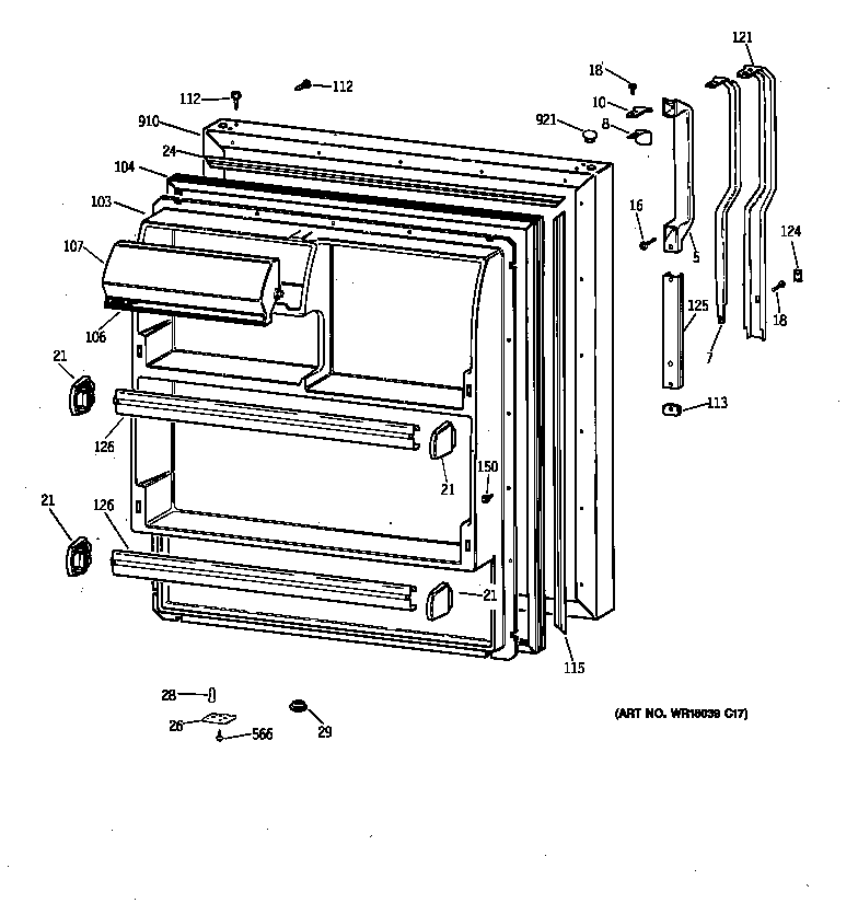 Hotpoint CTX18CABQRAA fresh food door diagram