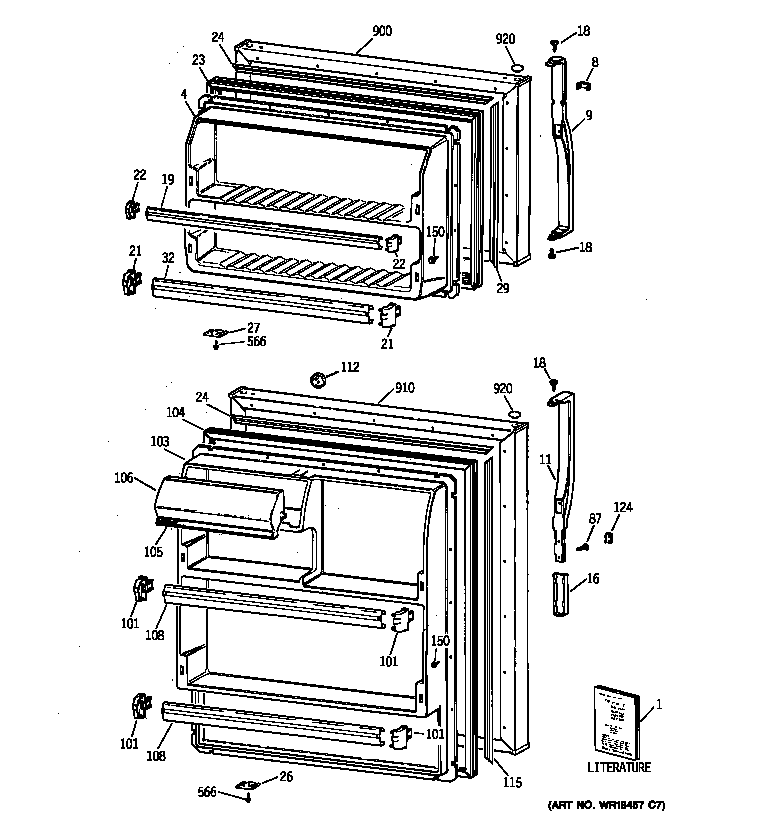 Kenmore 36369667990 doors diagram