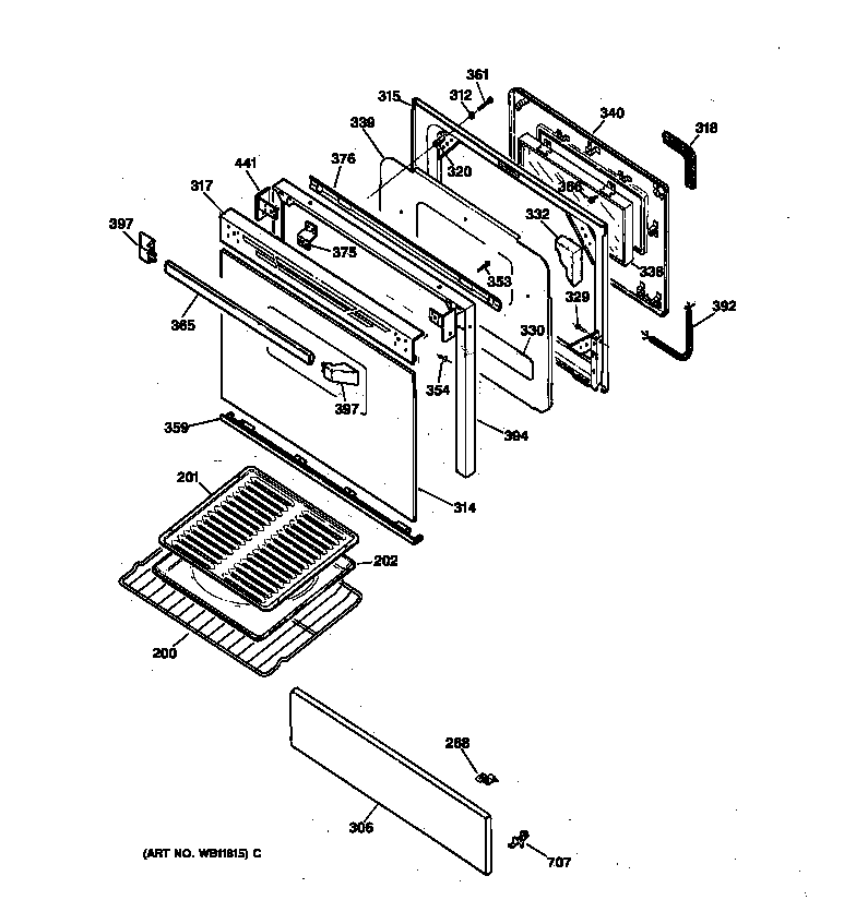 Kenmore 36275488891 door & drawer parts diagram
