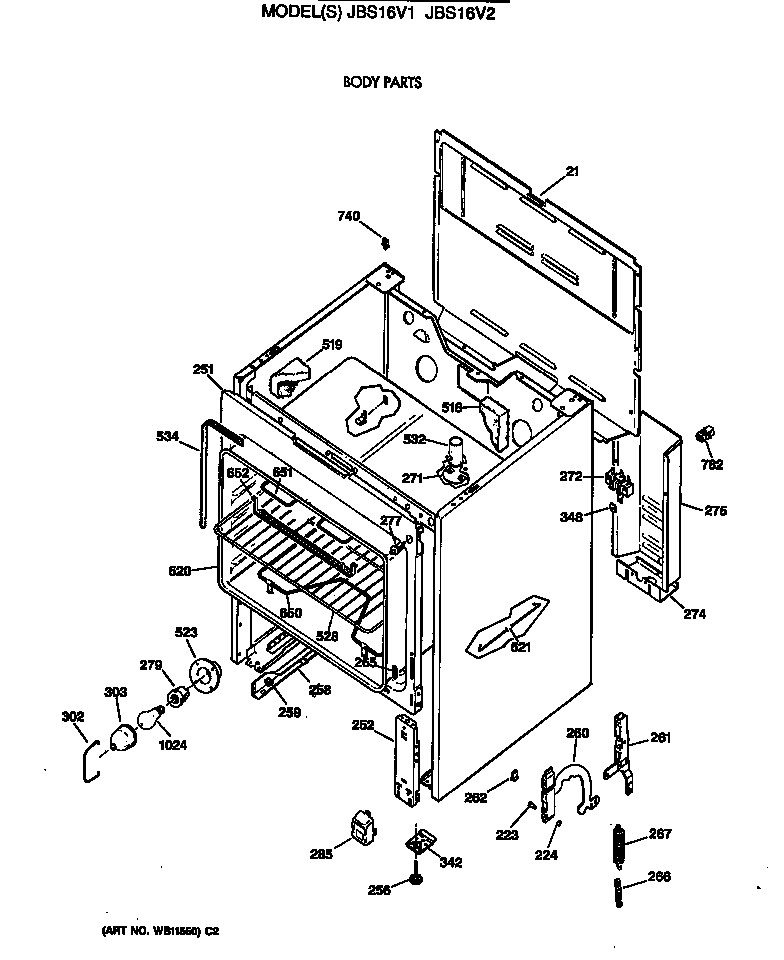 GE JBS16V2 body parts diagram