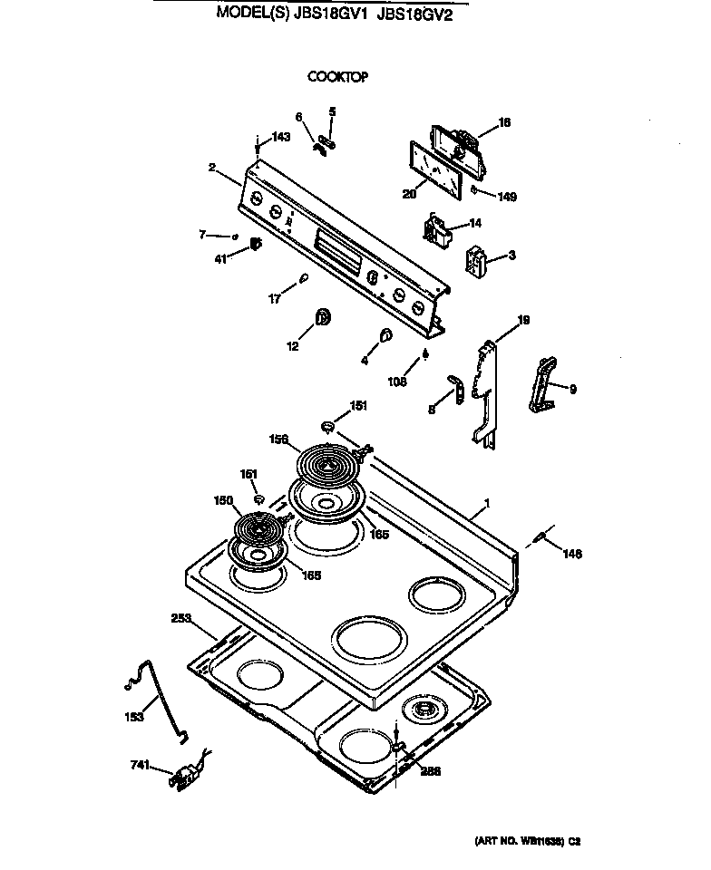 GE JBS18GV2 cooktop diagram