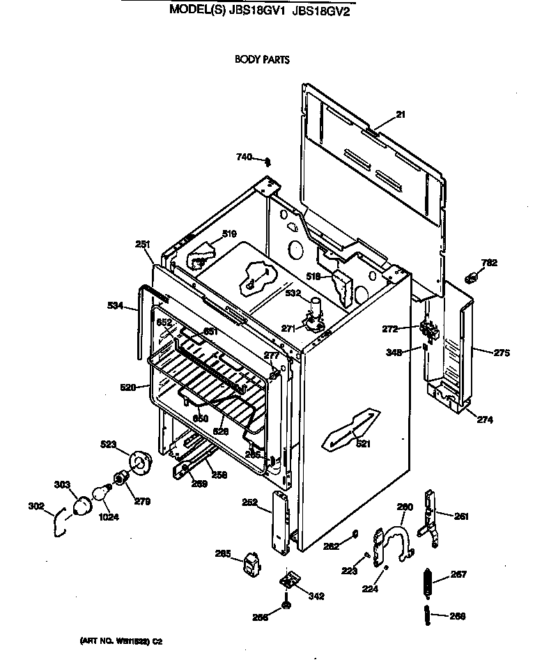 GE JBS18GV2 body parts diagram