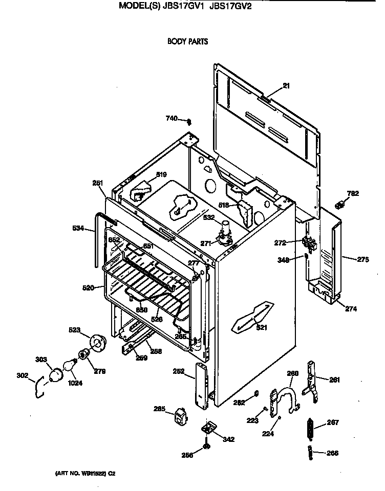 GE JBS17GV2 body parts diagram