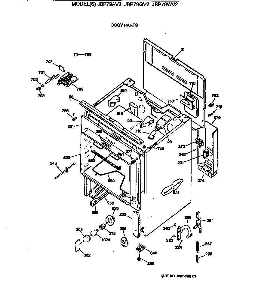 GE JBP79WV2 body parts diagram