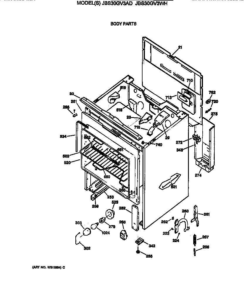 GE JBS30GV3WH body parts diagram