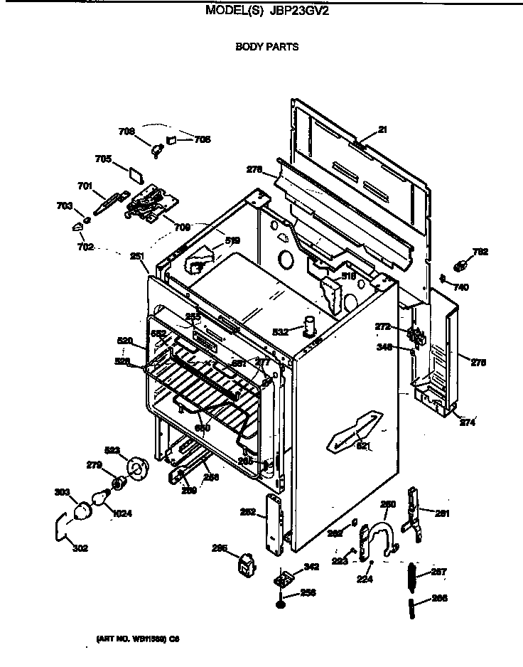 GE JBP23GV2 body parts diagram