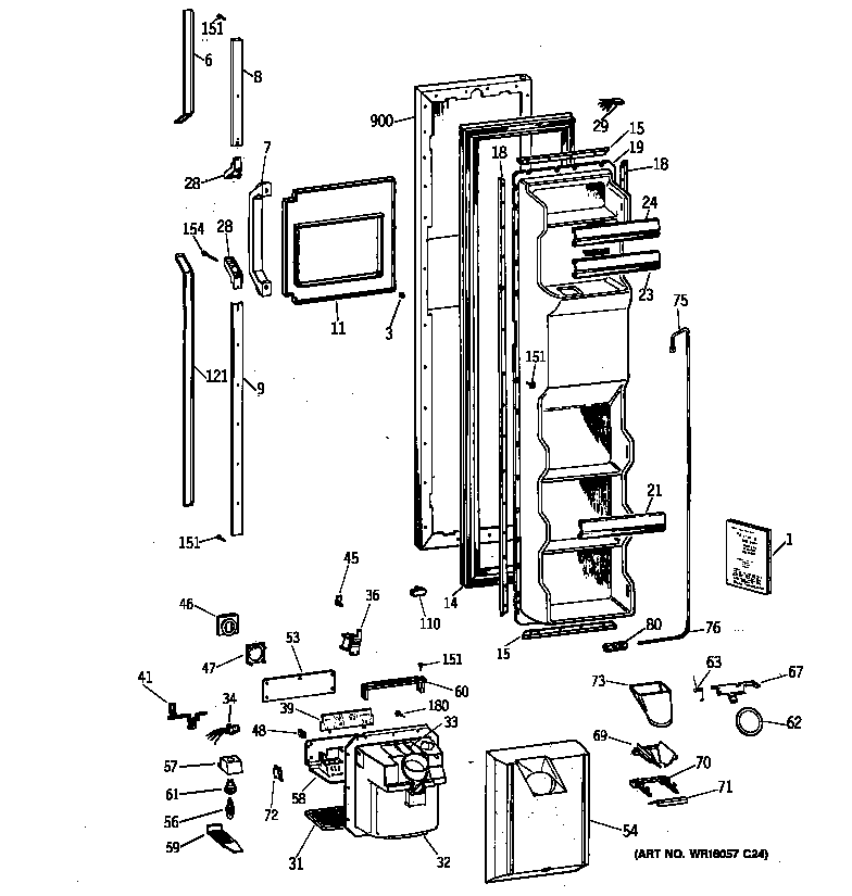 GE TFZ22PRYDWW freezer door diagram
