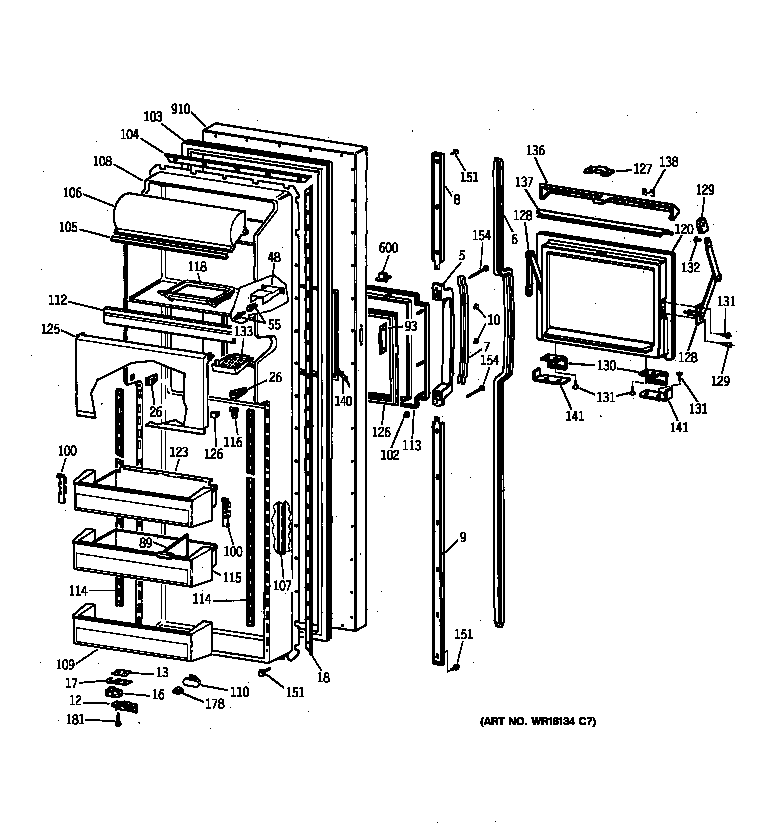 GE TFK27ZFXEAA fresh food door diagram