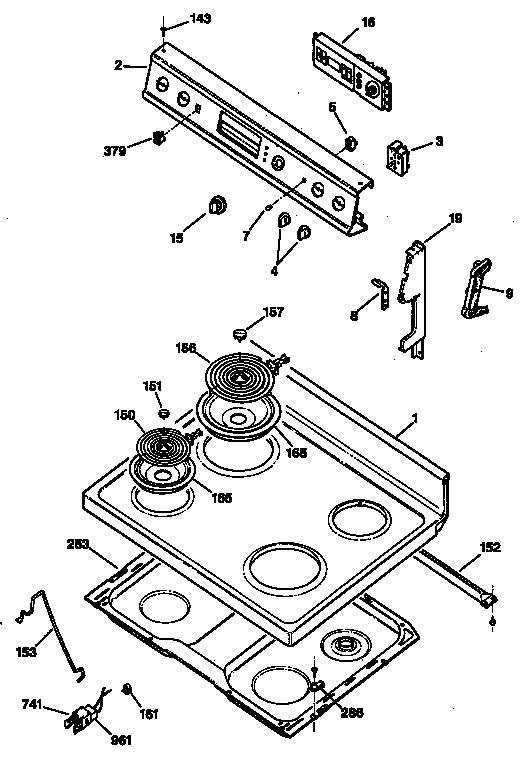 GE JBP25GS2 cooktop diagram