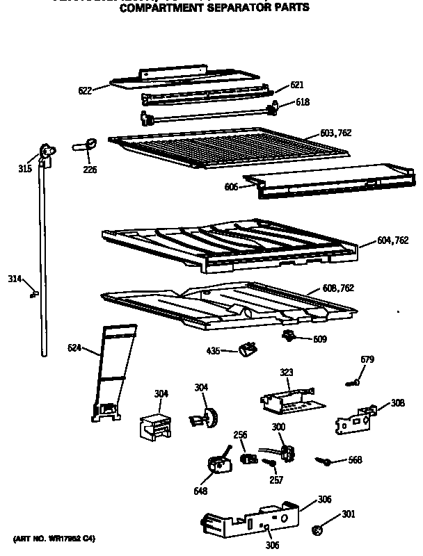 GE TBX18SASARHA compartment separator parts diagram