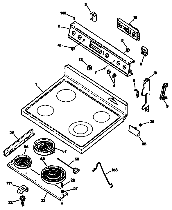 GE JBP65GS2AD cooktop diagram