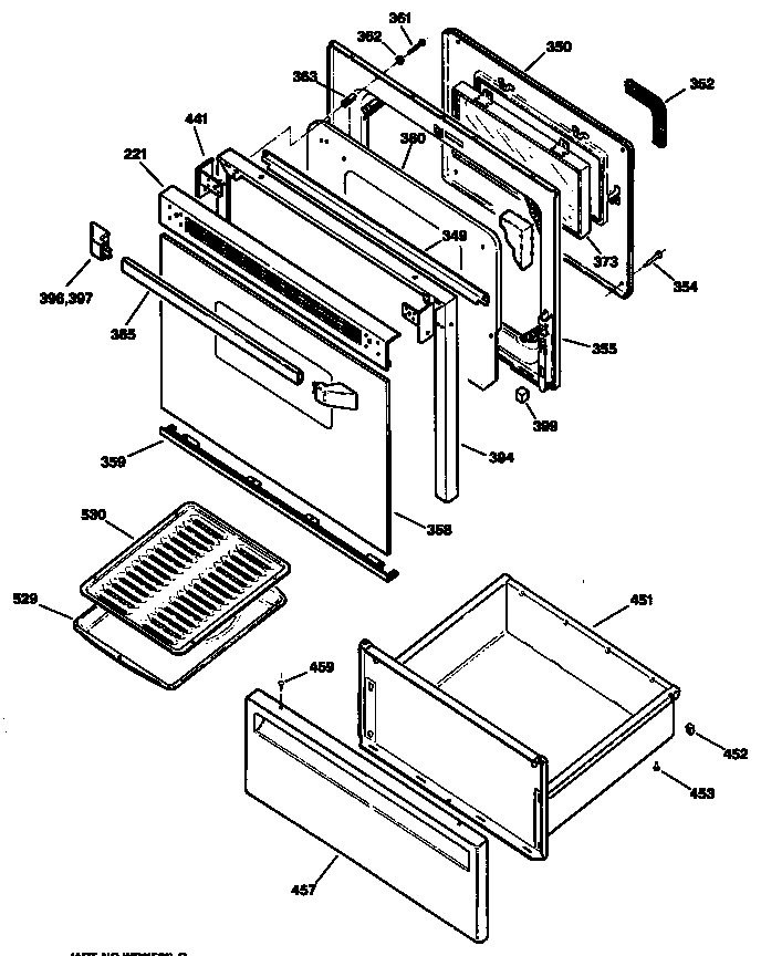 GE JBP65GS2AD door/drawer diagram