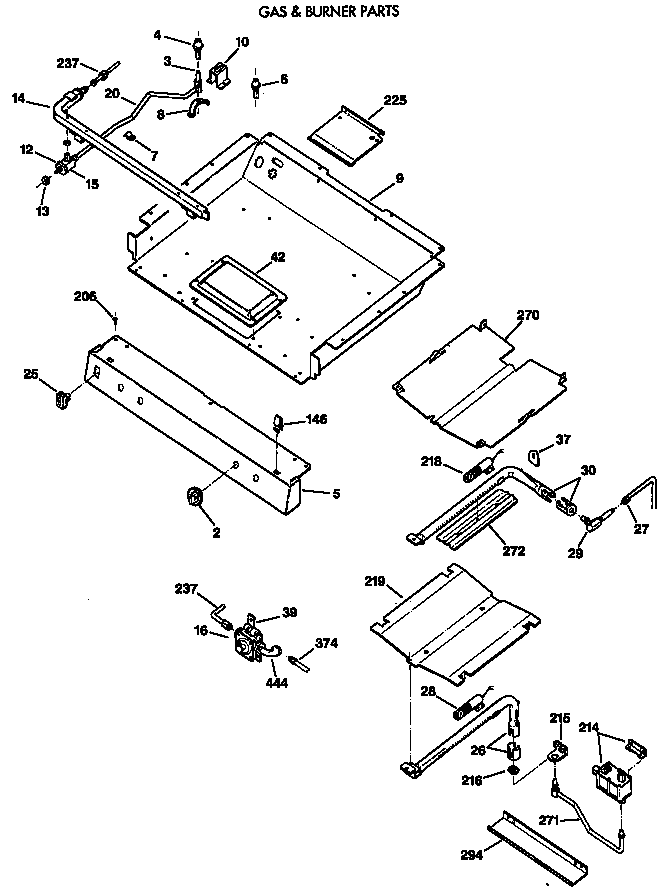 GE JGBP28GEV3AD gas & burner parts diagram
