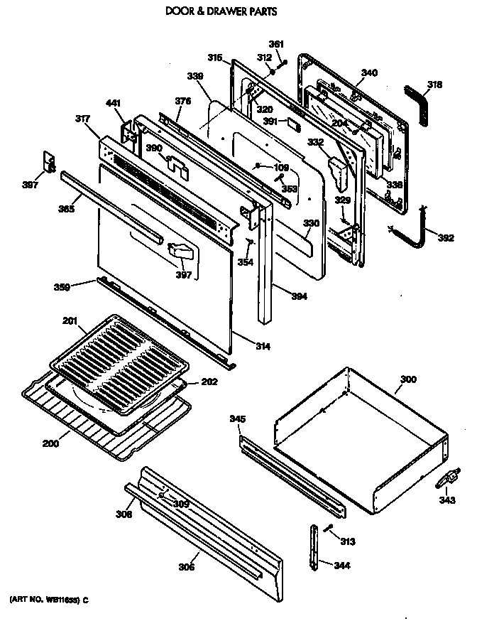 GE JGBP28GEV3AD body & drawer parts diagram