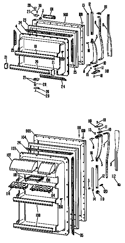 GE TBF19DBBR doors diagram