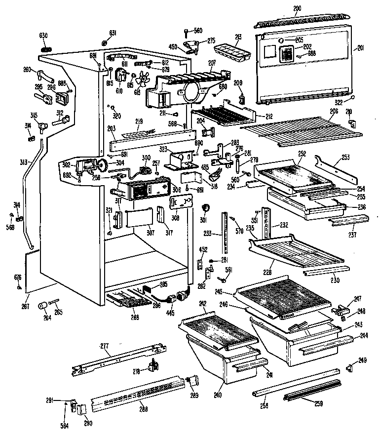 GE TBF19DBBR shelves diagram