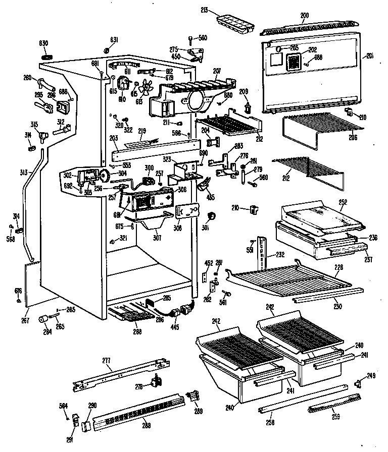 GE TBF17VBBR cabinet diagram