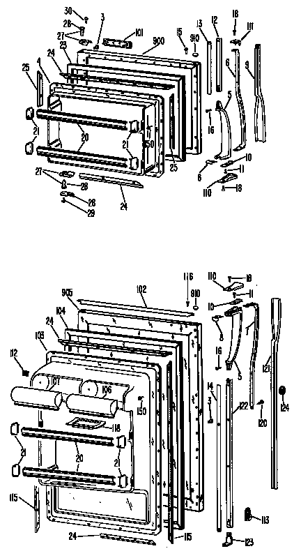 GE TBF21ZBBR doors diagram