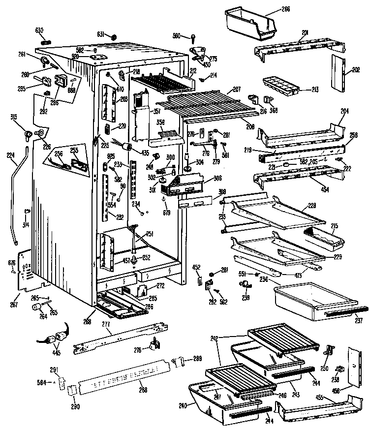 GE TBF21ZBBR cabinet diagram