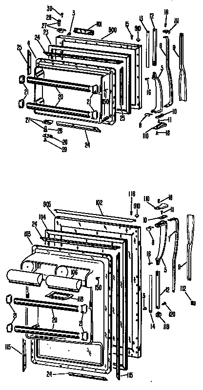 GE TBF21DBBR doors diagram