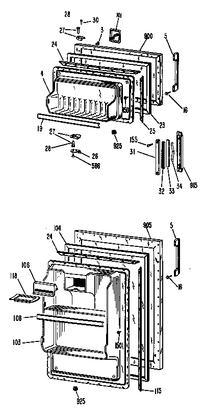 GE TB12SCBL doors diagram