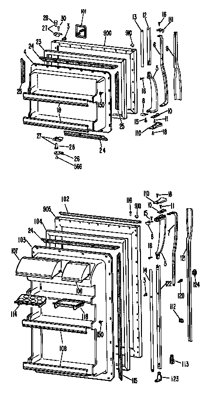 GE TBF17ZCBR doors diagram