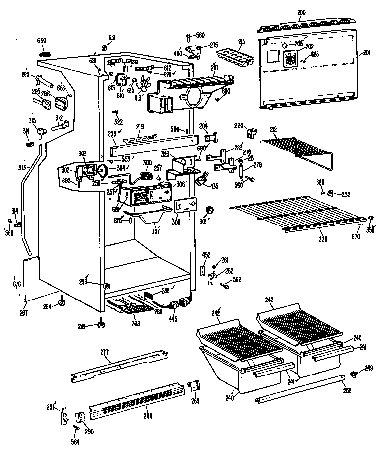 GE TBF17SCBR cabinet diagram