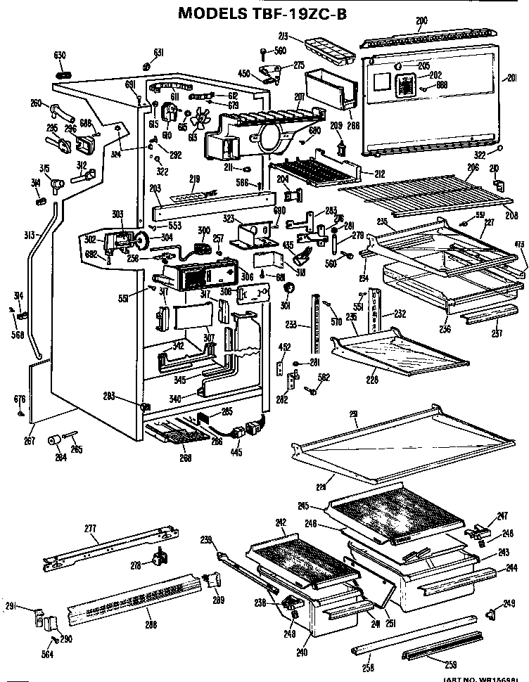 GE TBF19ZCBR cabinet diagram