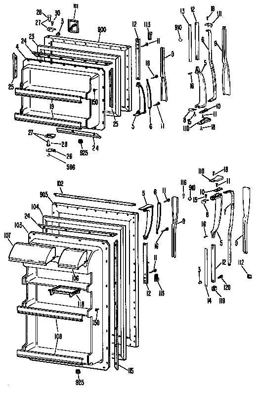 GE TBFM17VCBL doors diagram
