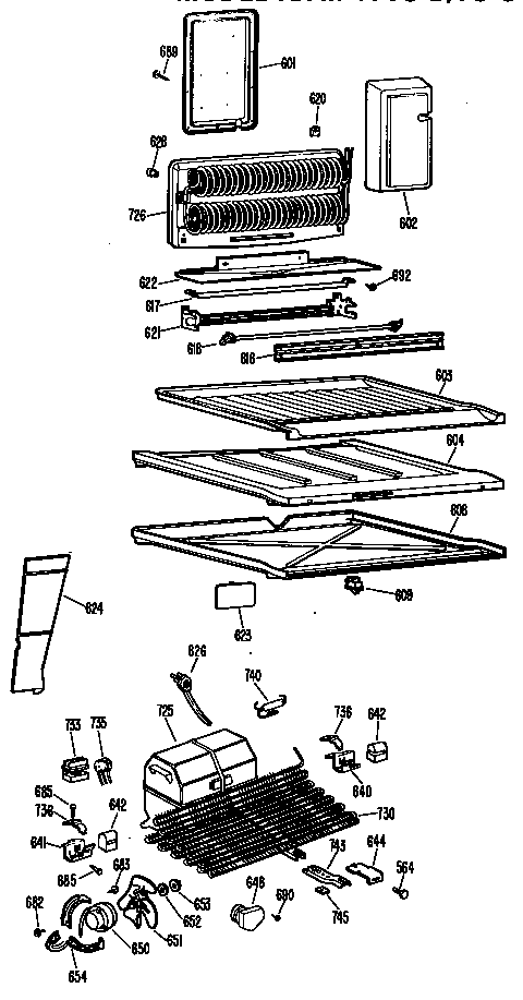 GE TBFM17VCBL shelves diagram
