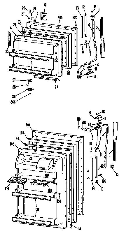 GE TBF17SFDL doors diagram