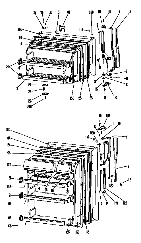 GE TBX18PFCR doors diagram