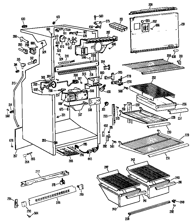 GE TBX18PFCR cabinet diagram