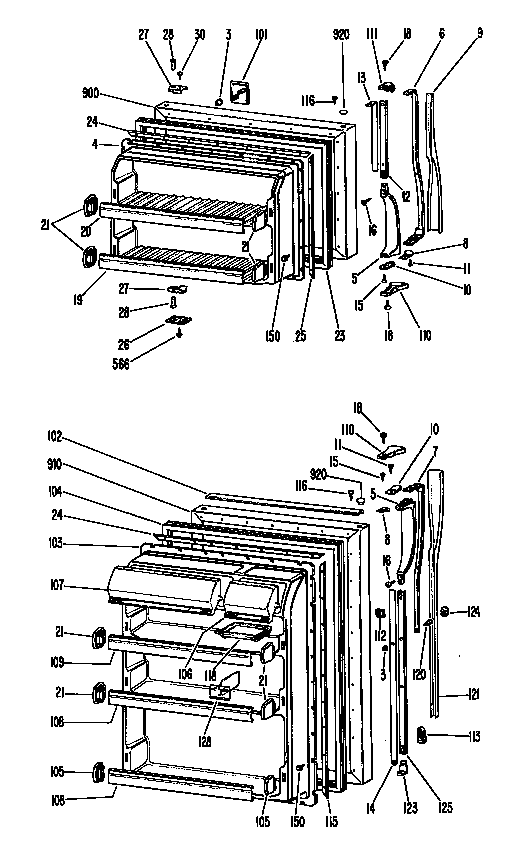 GE TBX18ZFBR doors diagram