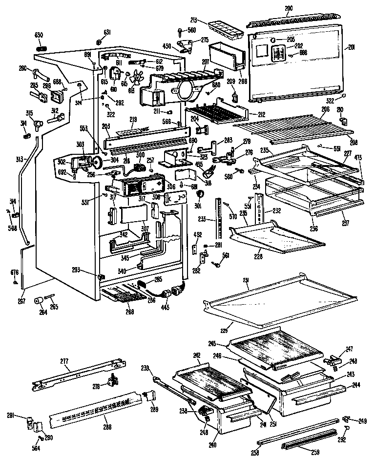 GE TBX20ZFCR cabinet diagram