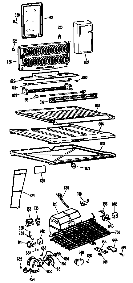 GE TBX20ZFCR shelves diagram