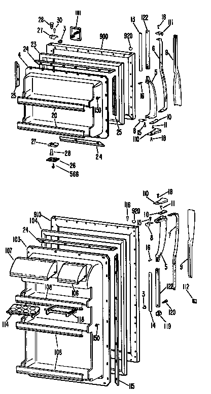 GE TBF17BFCR doors diagram