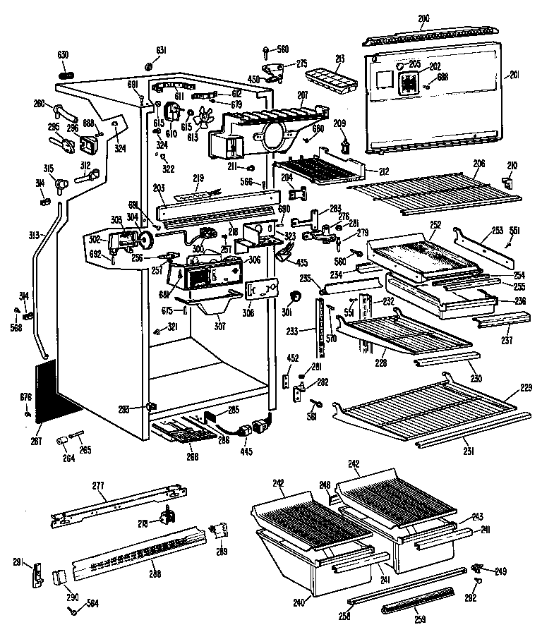 GE TBF17BFCR cabinet diagram