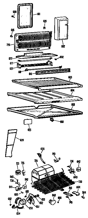 GE TBF17BFCR shelves diagram