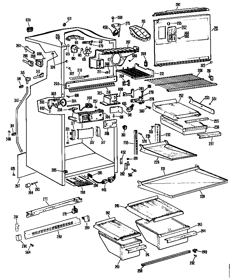 GE TBX20KFBR cabinet diagram