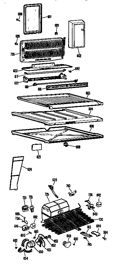 GE TBX20KFBR shelves diagram