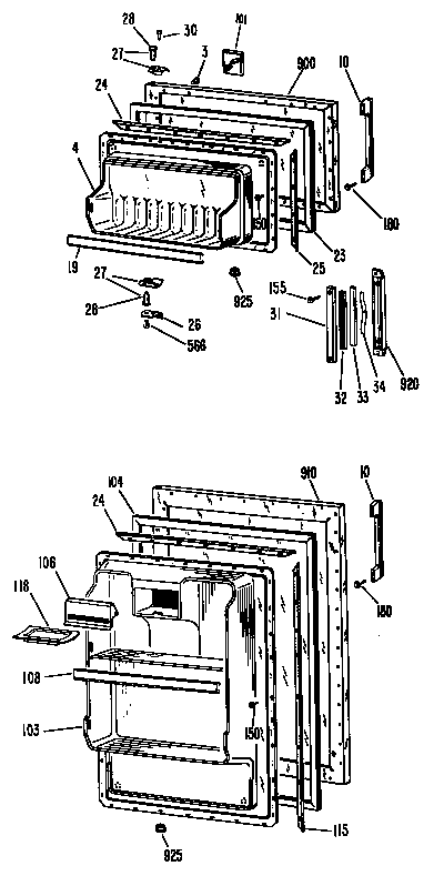 GE TB12SFBR doors diagram
